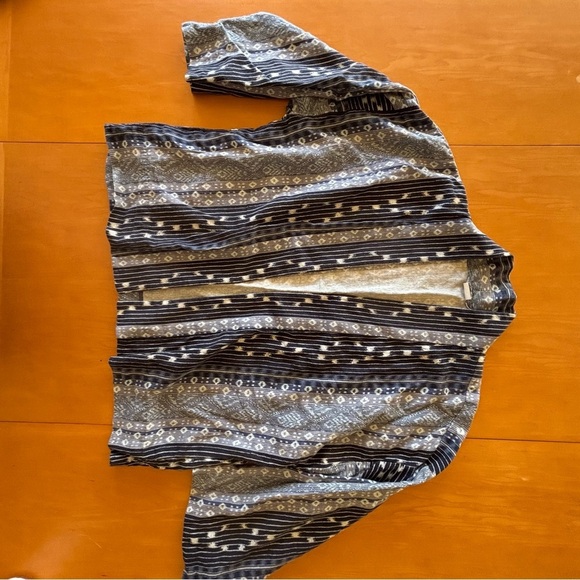 GAP SM Women's Blue Patterned Cotton Open Front Sweater - Picture 4 of 13